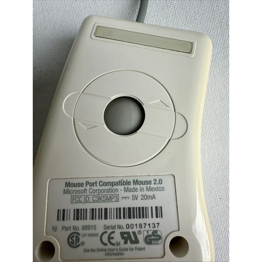 Vintage Microsoft Mouse Port Compatible Mouse 2.0 Serial DB9 Beige